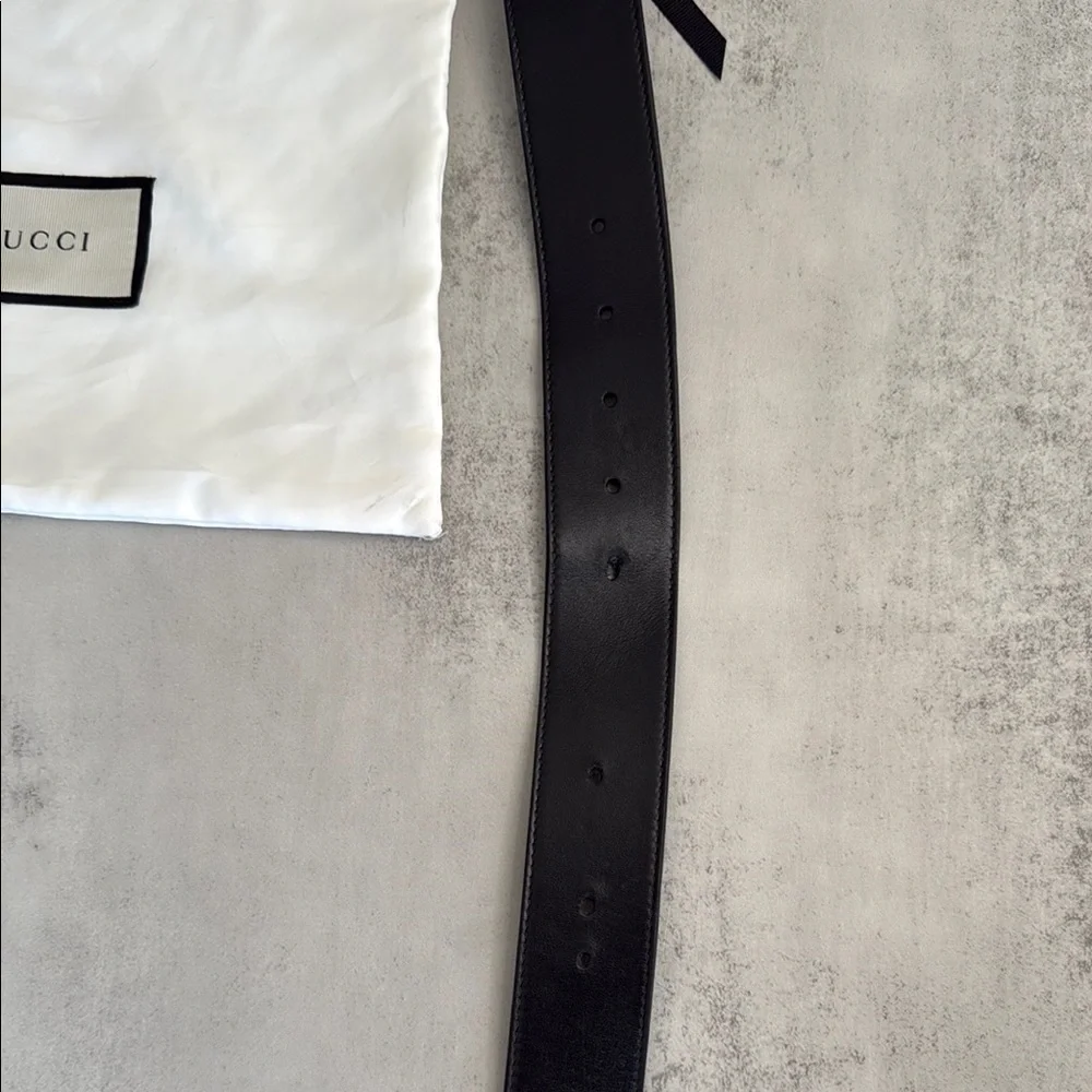Gucci Black Belt with Gold GG Buckle